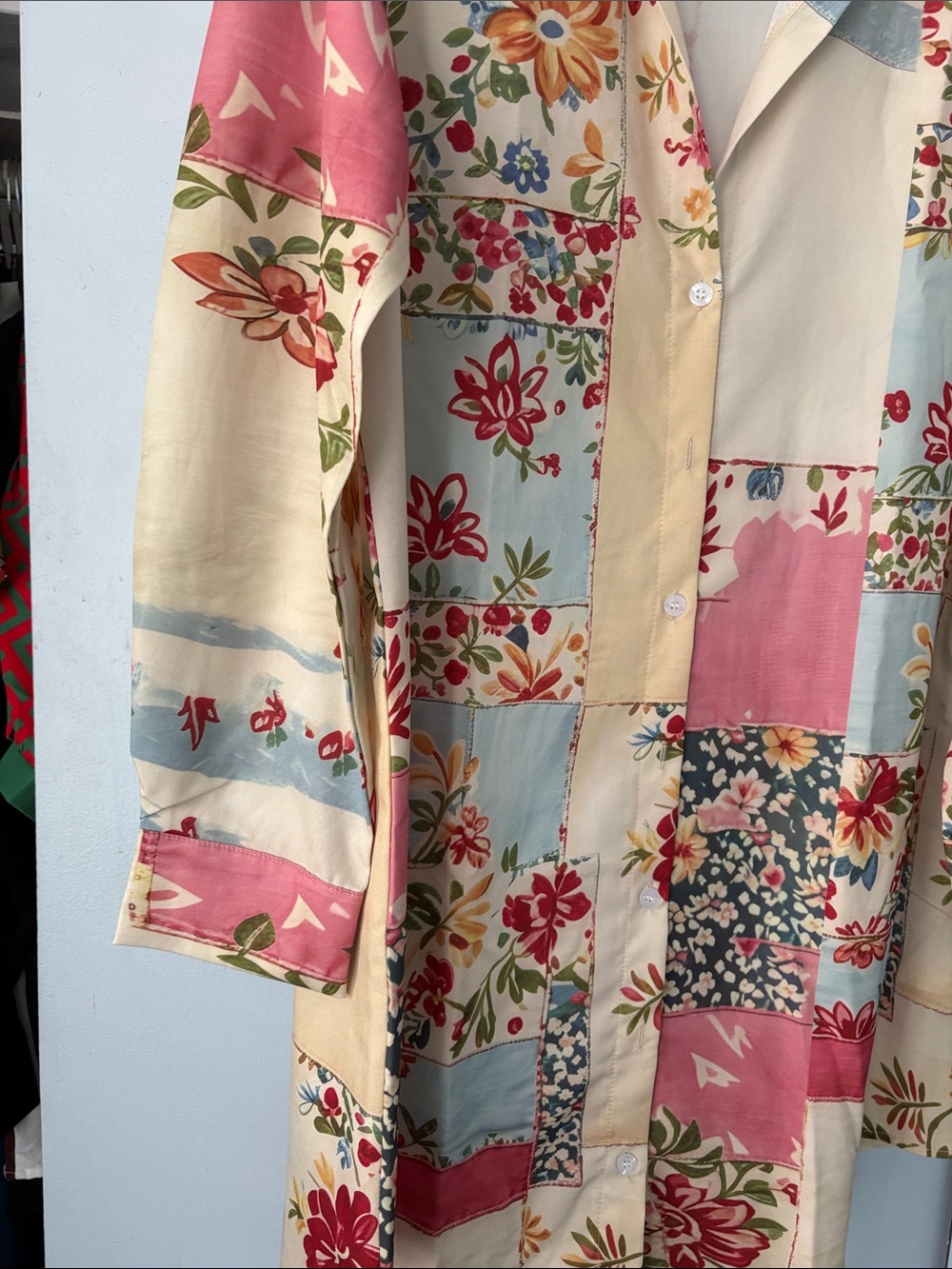 Floral Patchwork Long Sleeve Shirt - Cream Multi - Picture 4 of 7